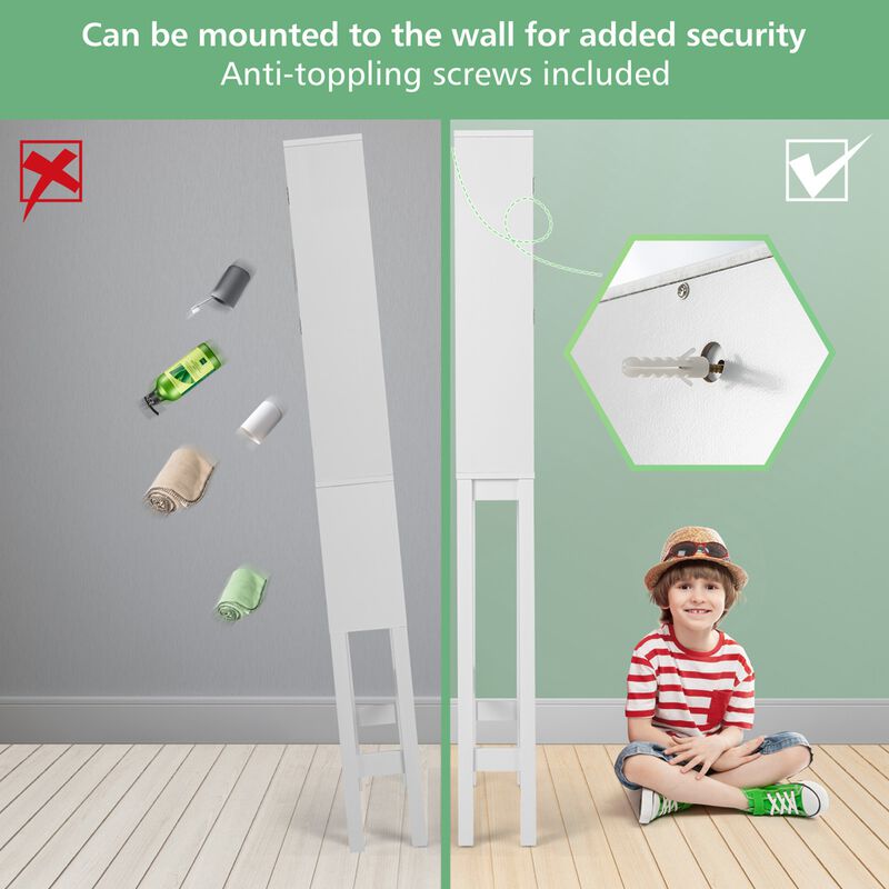 Costway Wooden Over The Toilet Storage Cabinet Spacesaver Organizer Bathroom Tower Rack