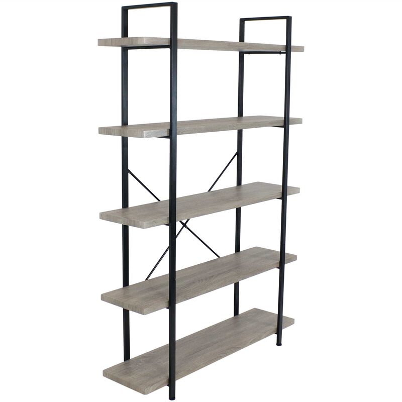 Sunnydaze 5-Tier Industrial Open-Shelf Bookshelf image number 0