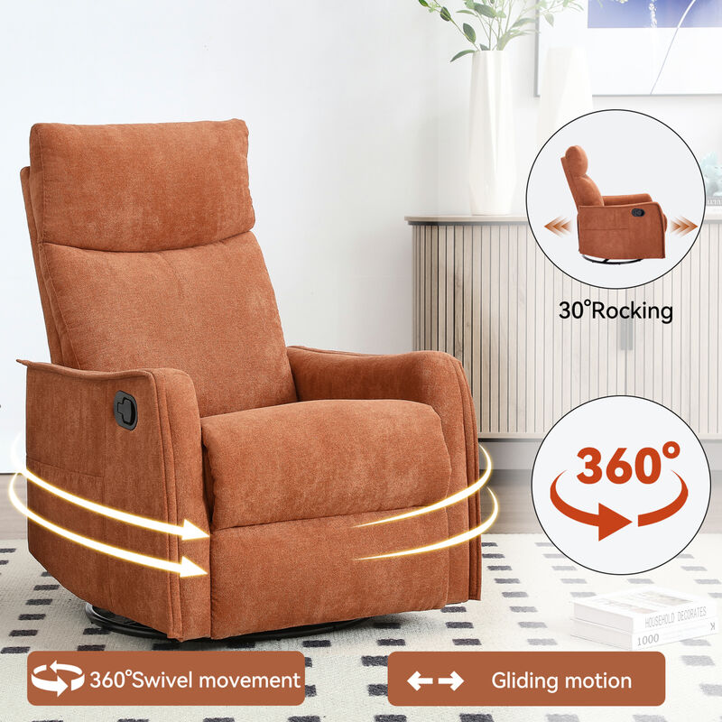 GOODSILO Heat Massage Manual Recliner Chair with Rocker and Swivel for Living Room Relaxation image number 1