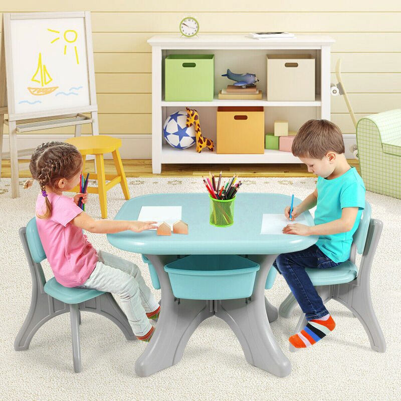 Children Kids Activity Table & Chair Set Play Furniture with Storage