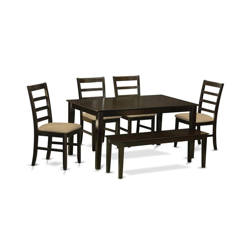 6 PC Kitchen Table with bench set-Dinette Table and 4 Kitchen Chairs and Bench