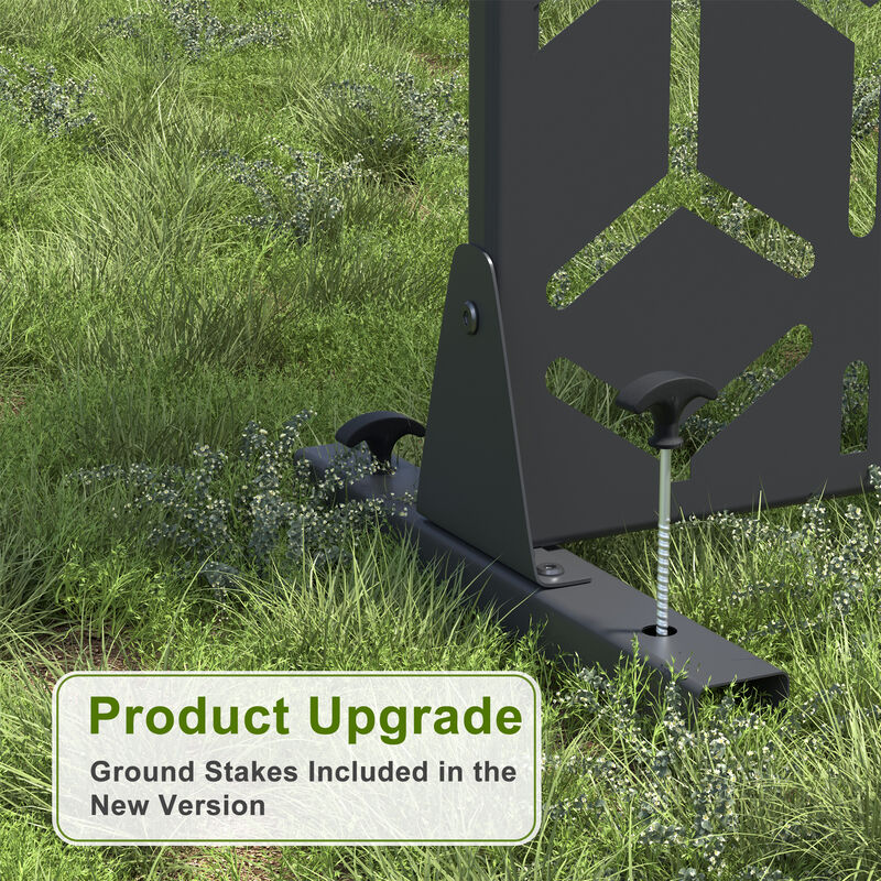 Arched Metal Outdoor Privacy Screen, Freestanding Outdoor Divider Decorative Privacy Fence