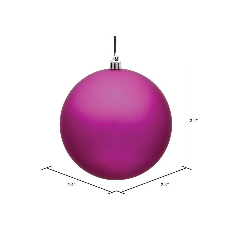 Vickerman 2.4" Fuchsia Matte Ball Ornament. Includes 24 Ornaments per Pack. image number 1