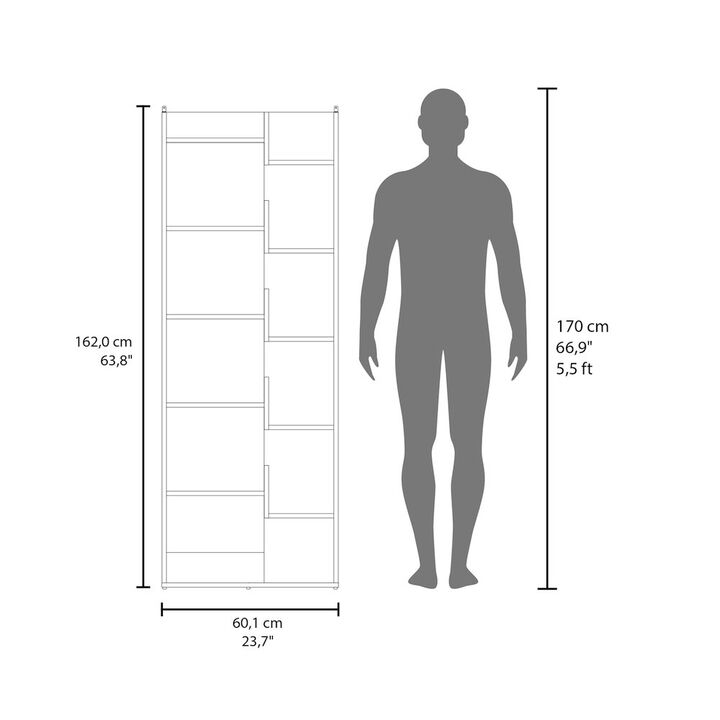 Hoodsport Bookcase, 11 Shelves, Natural Oak / Black Wengue