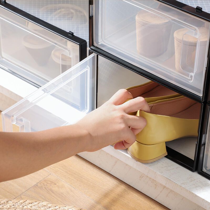 Pack of 18 Stackable Shoe Storage Organizers - Practical Shoe Boxes for Organized Spaces