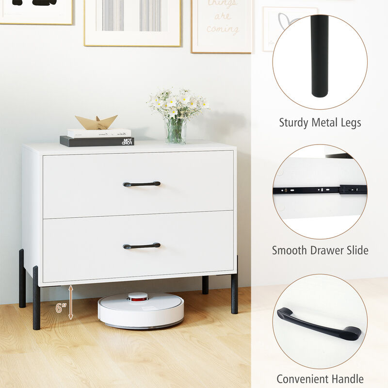 Set of 2 Modern Wooden Nightstands with 2 Drawers for Bedroom Storage image number 3