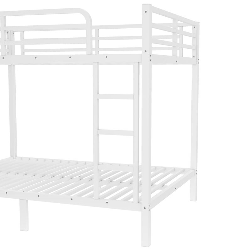 Merax White Queen Metal Loft Bed with Desk, Wardrobe & Storage - Space-Saving Teen Room Furniture