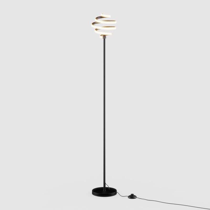 Spiral 24W LED Floor Lamp 59 in. - 3000K Warm White - Stepless Dimming in Matte Black