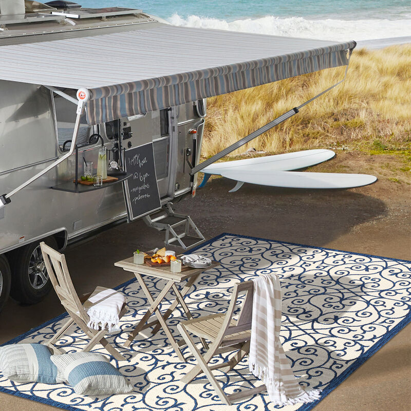 Madrid Vintage Filigree Textured Weave Indoor/Outdoor Area Rug