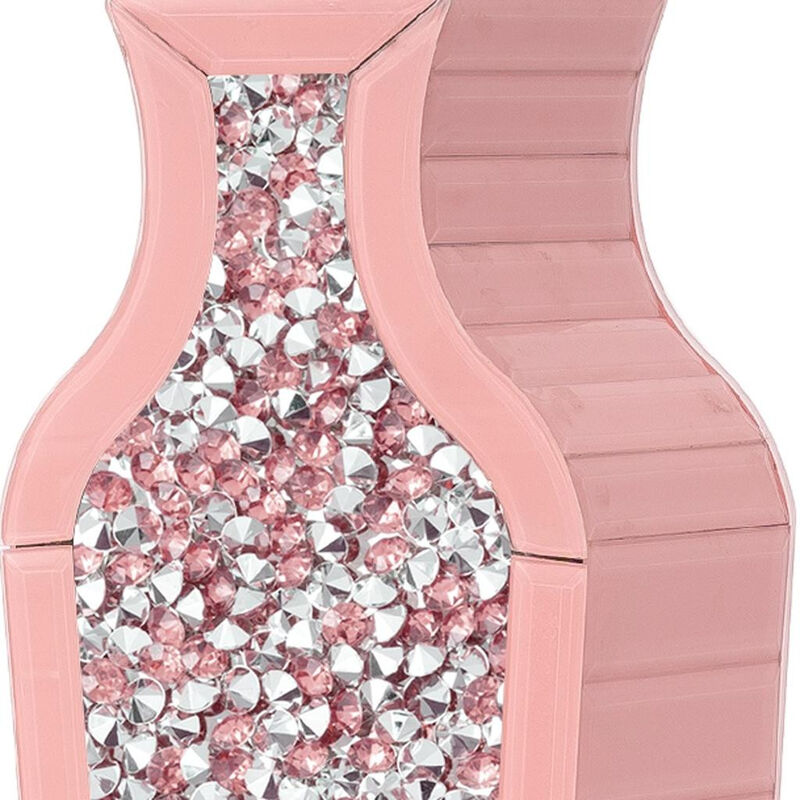 HomeRoots 27" Pink Mirrored Glass Floor Vase With Faux Crystals image number 3