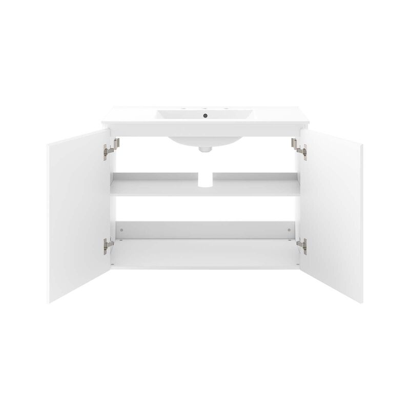 Modway White Bryn Wall-Mount Bathroom Vanity EEI-5779-WHI-WHI image number 3