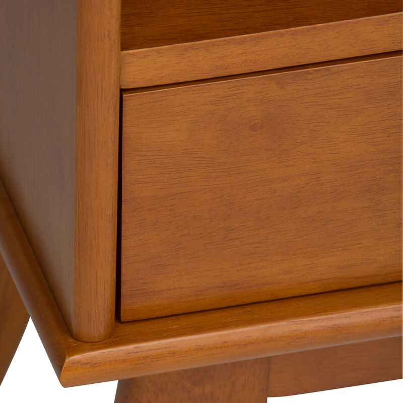 Draper SOLID HARDWOOD 64 inch x 22 inch Mid Century Modern Bookcase and Storage Unit in Teak Brown