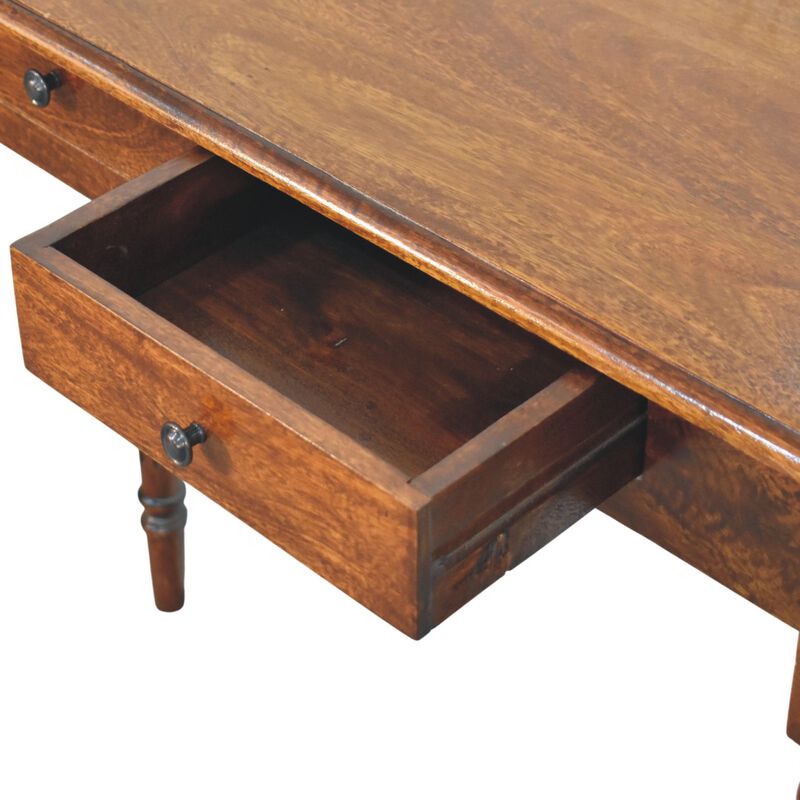 Artisan Furniture Solid Wood Heritage Turned-Leg Console Table, 2 Drawers, Brown image number 4