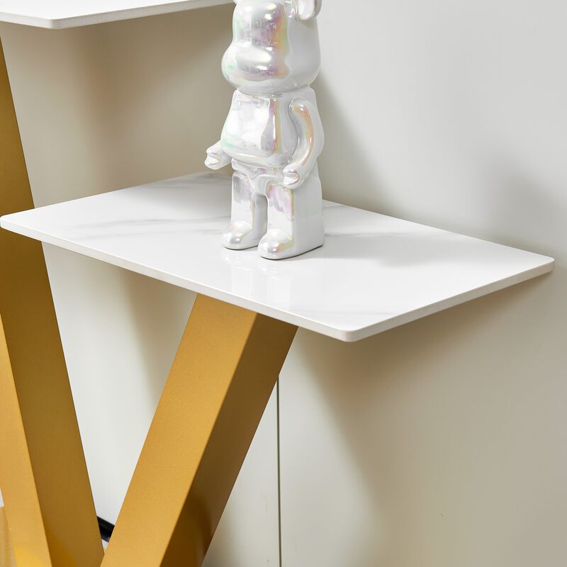 48-Inch Designer Console Table with Asymmetric Metal Frame, Adjustable Levelers, Black