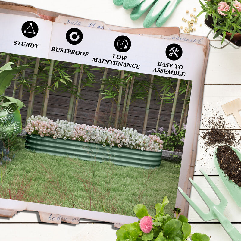 Hivvago Metal Raised Planter Box with Edge Protection, 6.4'x2'x1' image number 6