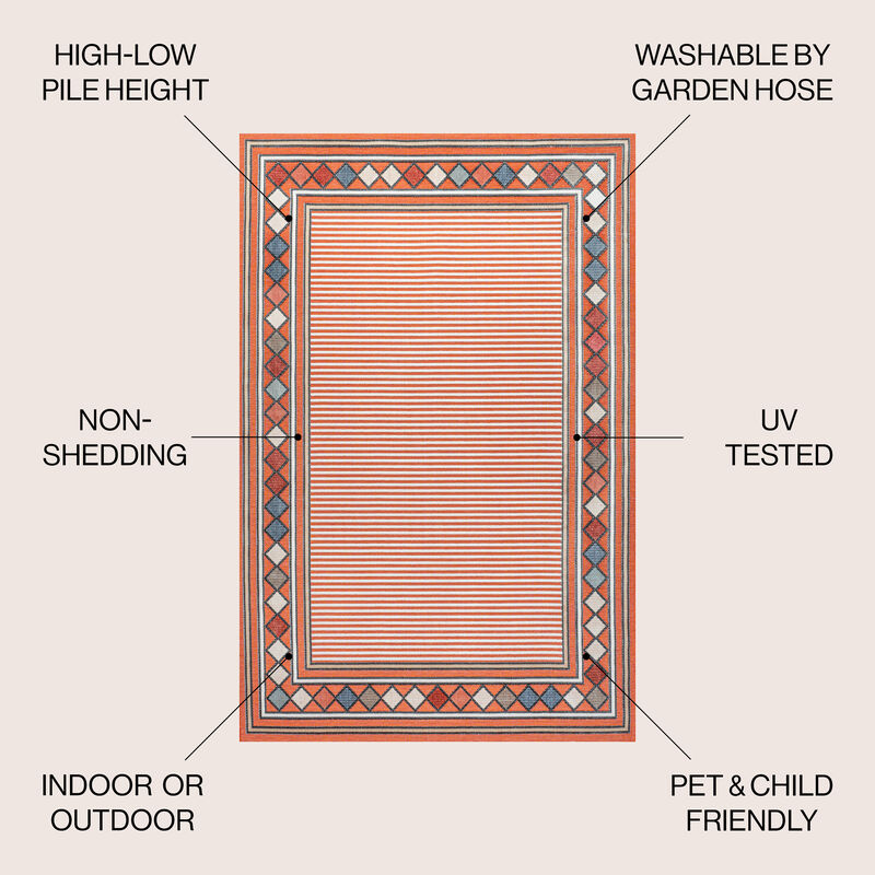 Sebastian High-Low Modern Diamond Border Area Rug