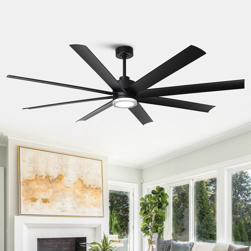 72" Modern Black Clear Acrylic Lens Smart Ceiling Fan with Light and Remote, App Control, Voice Control