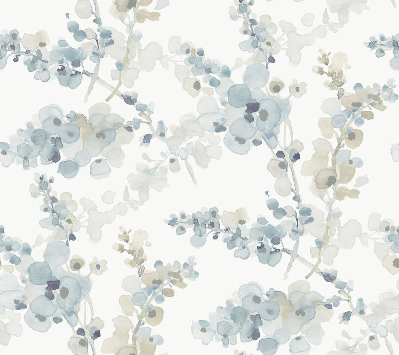 Blossom Fling Blue Wallpaper