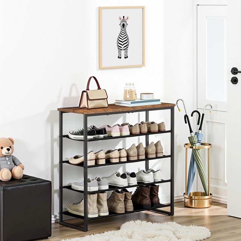 5-Tier Shoe Rack with 4 Oxford Cloth Shelves and Top Panel, Shoe Organizer image number 5