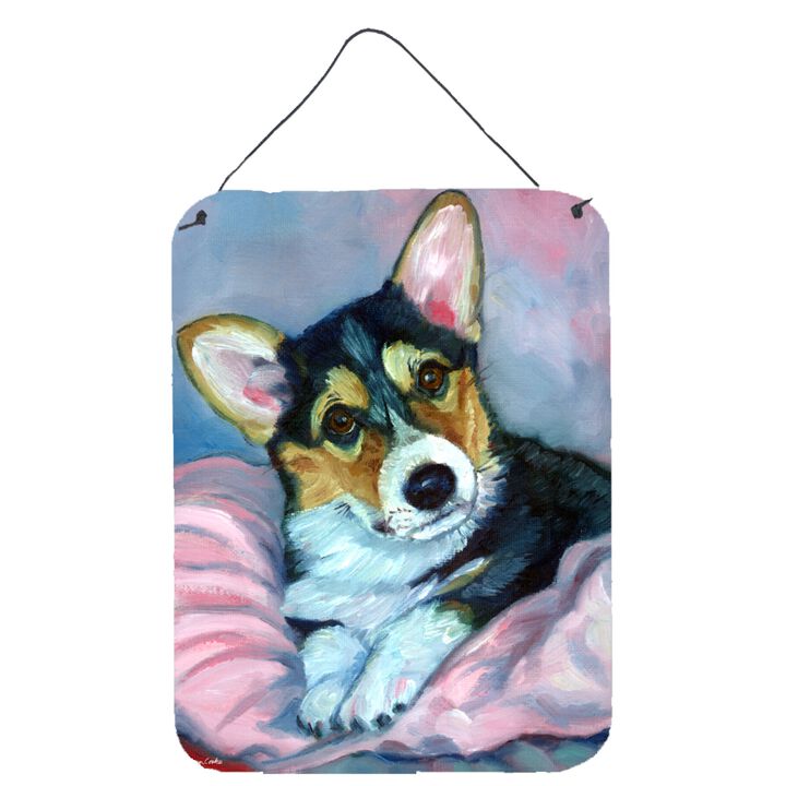 Caroline's Treasures 7301DS1216 Corgi Puppy with Pink Blanket Wall or Door Hanging Prints, 16 x 12, Multicolor