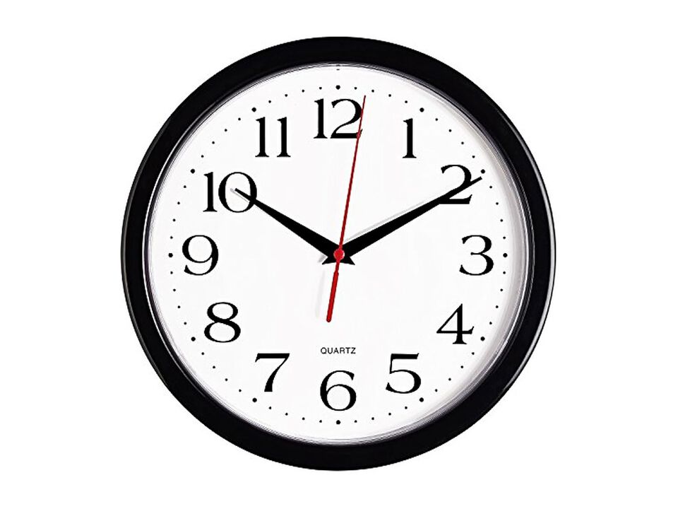 Black Sweep Wall Clock 10 Inch Silent Non Ticking Easy Read Battery Operated
