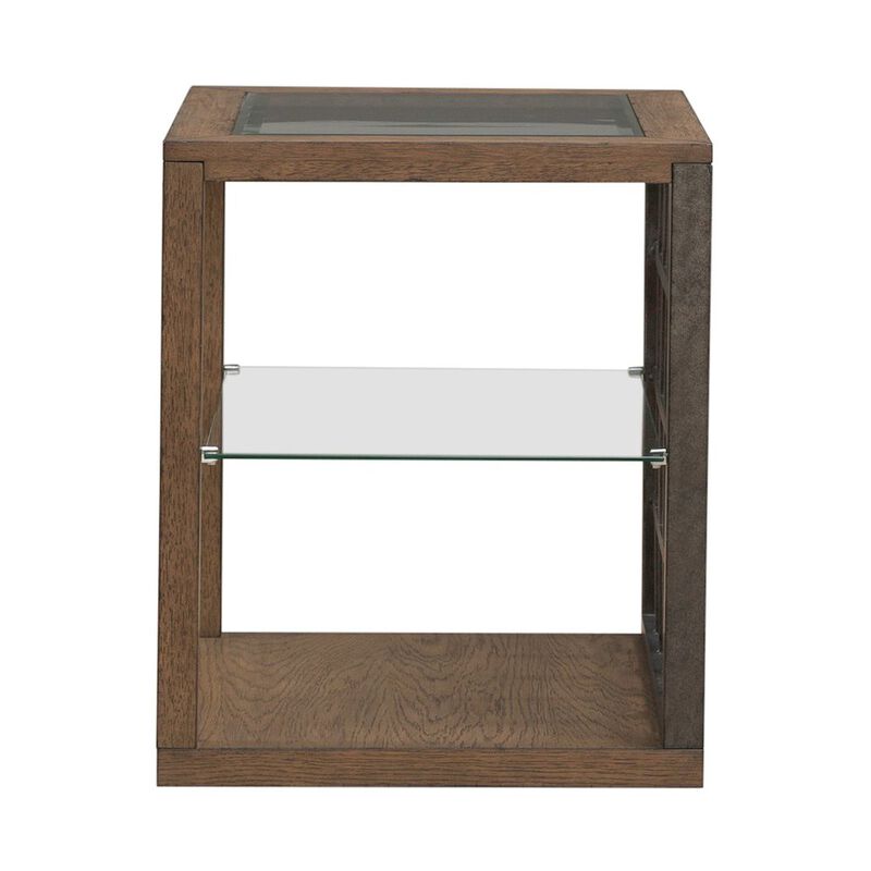 Liberty Furniture Bayhill Trellis End Table for Living Room - Honey w/ Black Metal Accents image number 2