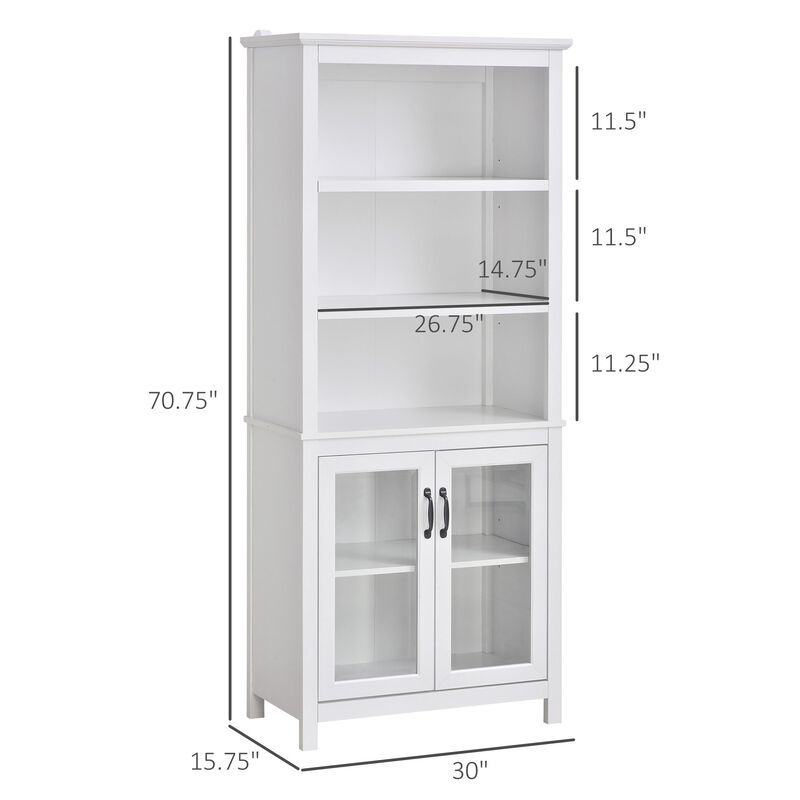 White Display Cabinet: Elegant Bookshelf with Open Shelves and Doors
