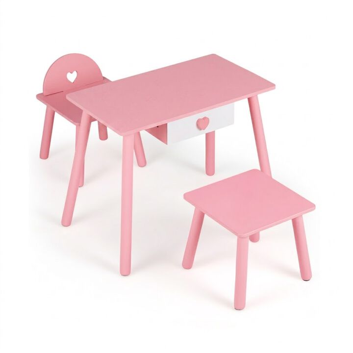 Kids Pretend Nail Salon Playset with Wooden Makeup Set - Pink