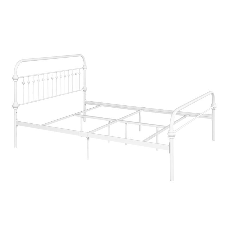 86.4" L X 59.6" W X 44"H Metal Bed Frame Queen Size Standard Bed Frame - WHITE