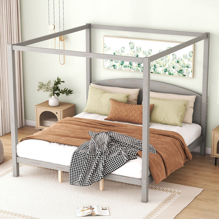 Merax Canopy Platform Bed with Headboard