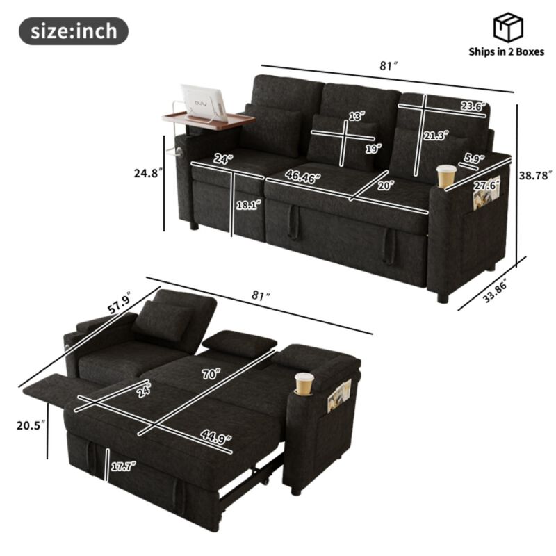 Lilkra 3-in-1 Convertible Sleeper Sofa image number 9