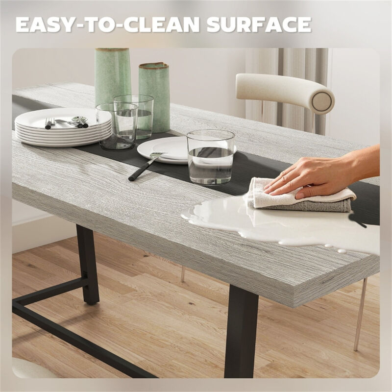 Wooden Top Dining Table with Metal Legs For Dining Room image number 6