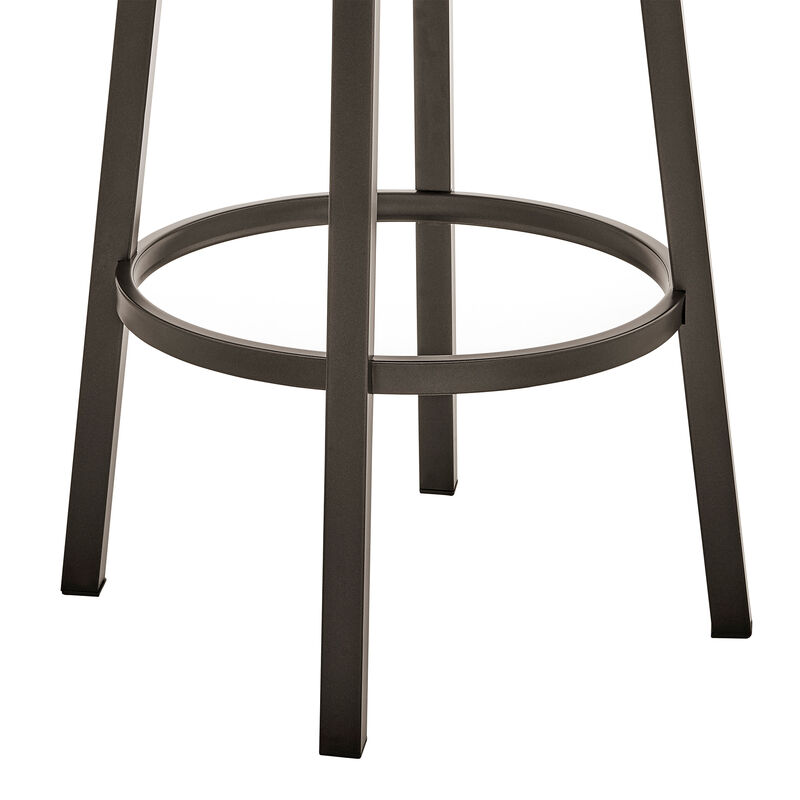 Cohen Bar Height Swivel Bar Stool in Silver Finish with White Faux Leather image number 7