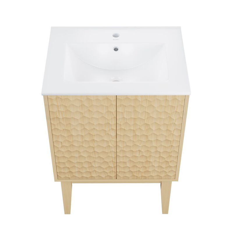 Bosse 24" Freestanding Bathroom Vanity in Natural Oak with Sink Top image number 6