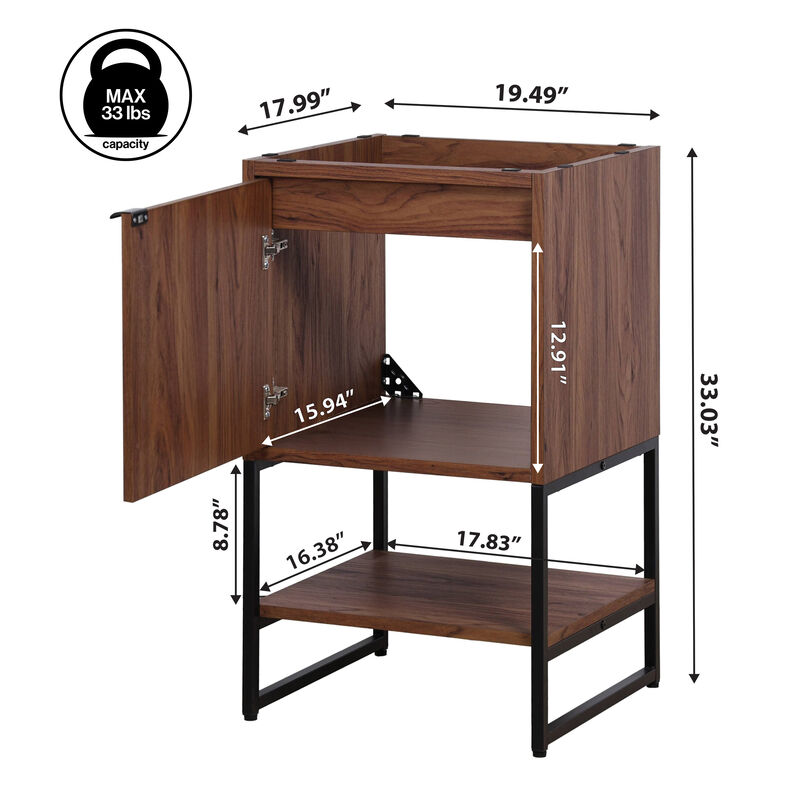 Juhl 20 in. W x 18 in. D x 33 in. H Chevron-Front Modern Minimalist 2-Shelf Bath Vanity Cabinet Only (Sink Basin Not Included)