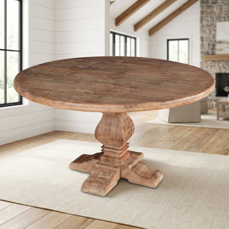 Starlight Canyon Home 49 Inch Round Dining Table with Solid Wood Top, Dining Room Table, Antique Oak image number 3