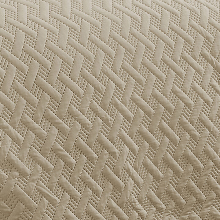 RT Designers Collection Bella 3pc Pinsonic Premium Quality All Year Round Quilt Set for Revitalize Bedroom King Camel