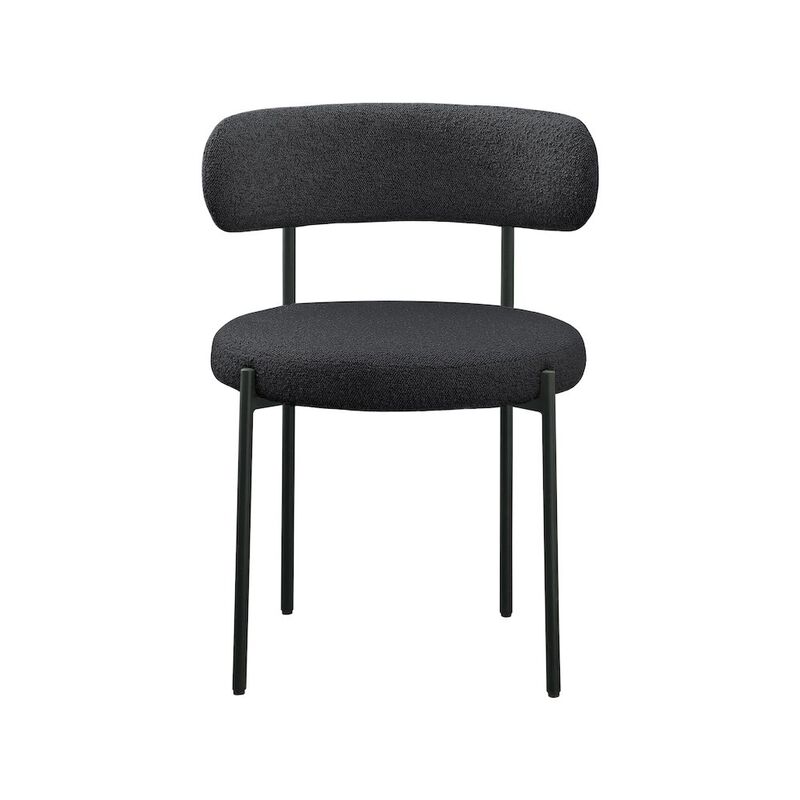 Meridian Furniture Beacon Black Boucle Fabric Dining Chair, Set of 2
