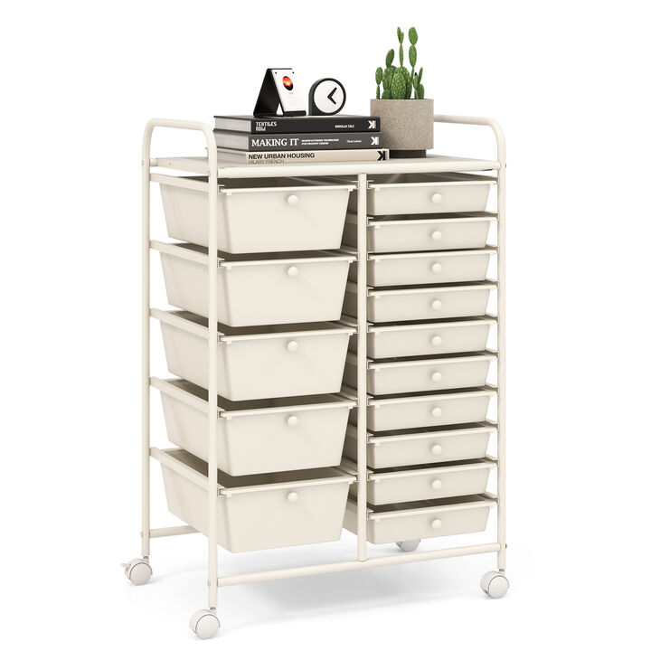 15-Drawer Storage Cart &ndash; Multi-Function Rolling Organizer with Handles