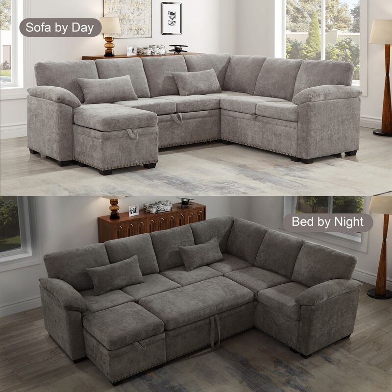 Jibvar L-Shaped Sectional Sofa Bed image number 4