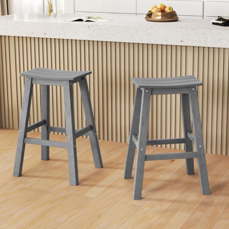 Hivvago 29 Inch HDPE Patio Bar Stool Set of 2 Armless Saddle Stools