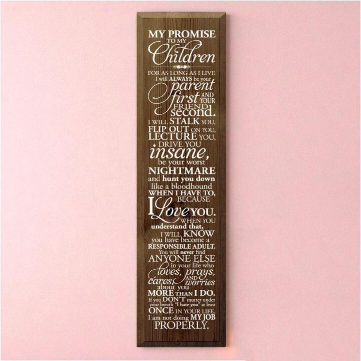 Parent Promise Wood Sign Inspirational Family Quote Rustic Home Wall Decor