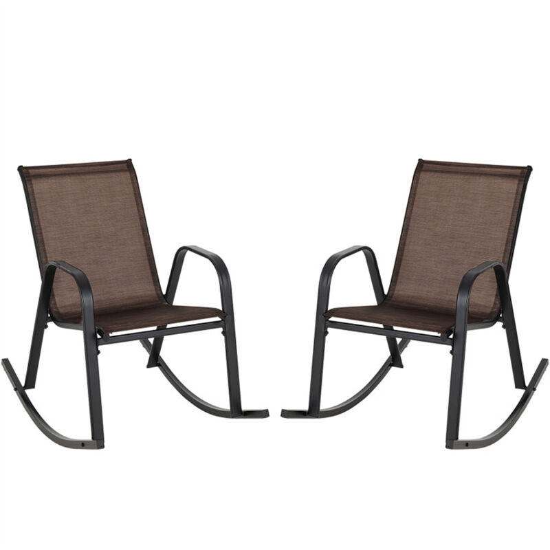 2-Piece Outdoor Rocking Chair Set Weather-Resistant Patio Seating for Porch, Garden, or Deck