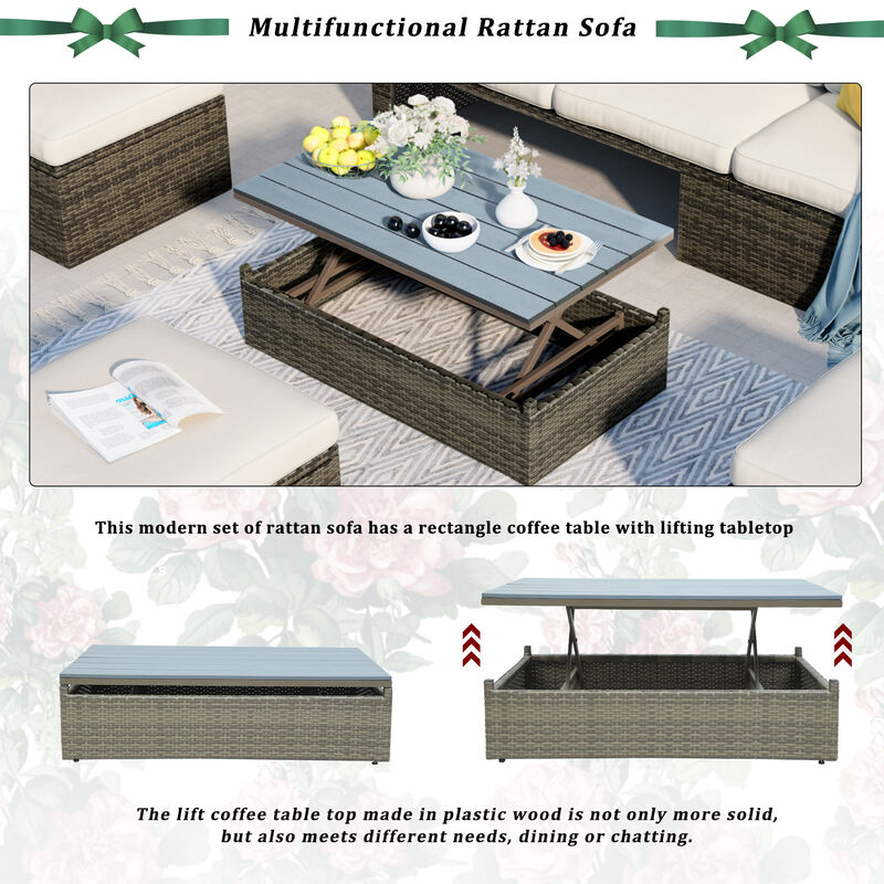 Patio Furniture Sets, 5-Piece Patio Wicker Sofa