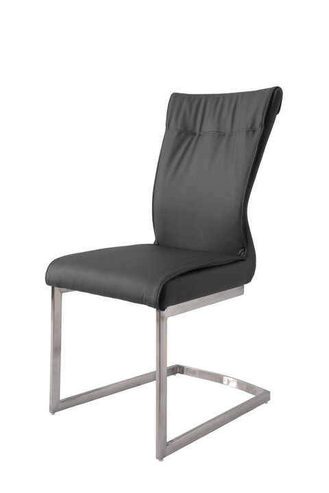 Dining Chair with PU seat and Brushed stainless steel leg, Set of 2