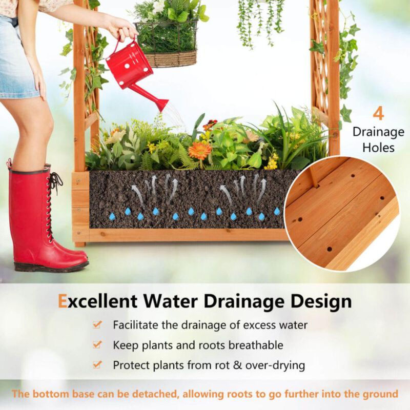 Hivvago Raised Garden Bed with Trellis or Climbing Plant and Pot Hanging