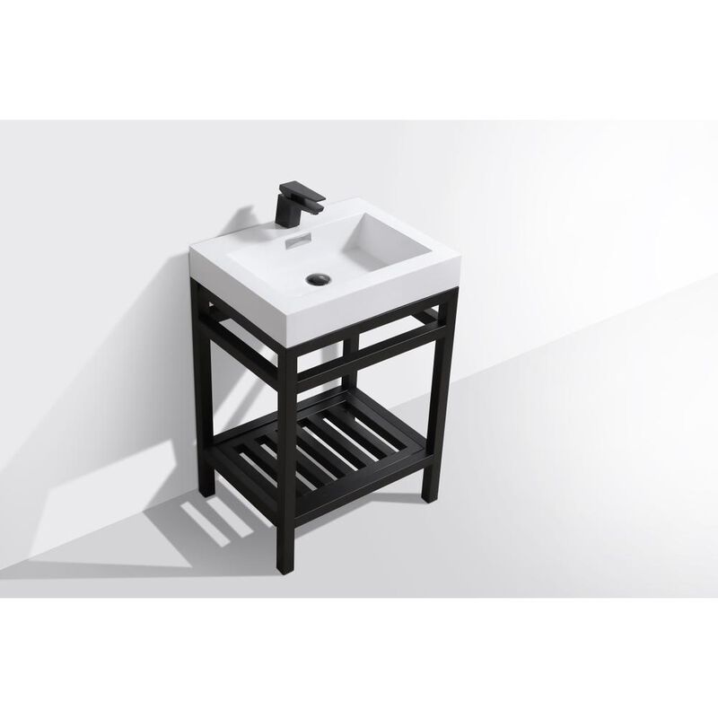 Kubebath Cisco 24 Stainless Steel Console with Acrylic Sink - Matt Black