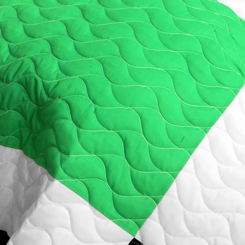 Football Field Queen Size 3PC Quilted Patchwork Bed Cover Bedding Set image number 2
