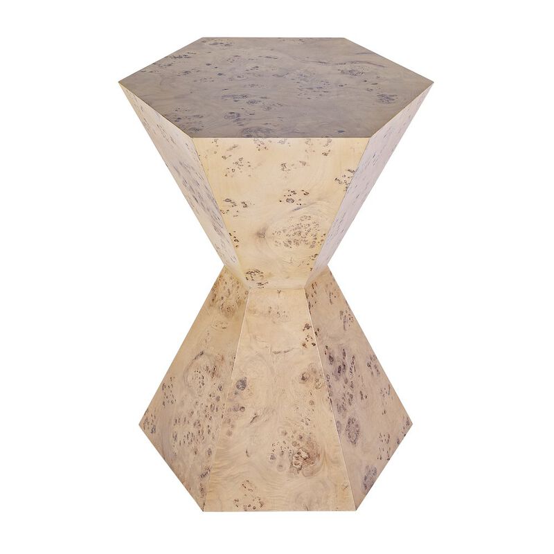 Butler Specialty Billie Burl Hexagon Side Table, Light Brown