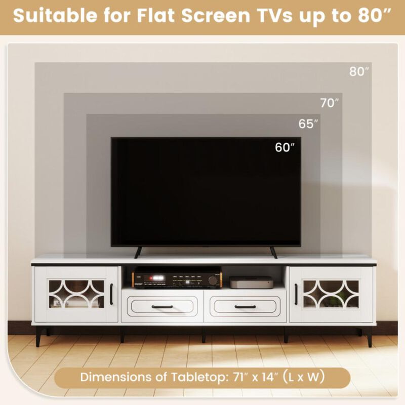 Hivvago Farmhouse TV Stand for TVs up to 80 Inch with 2 Drawers